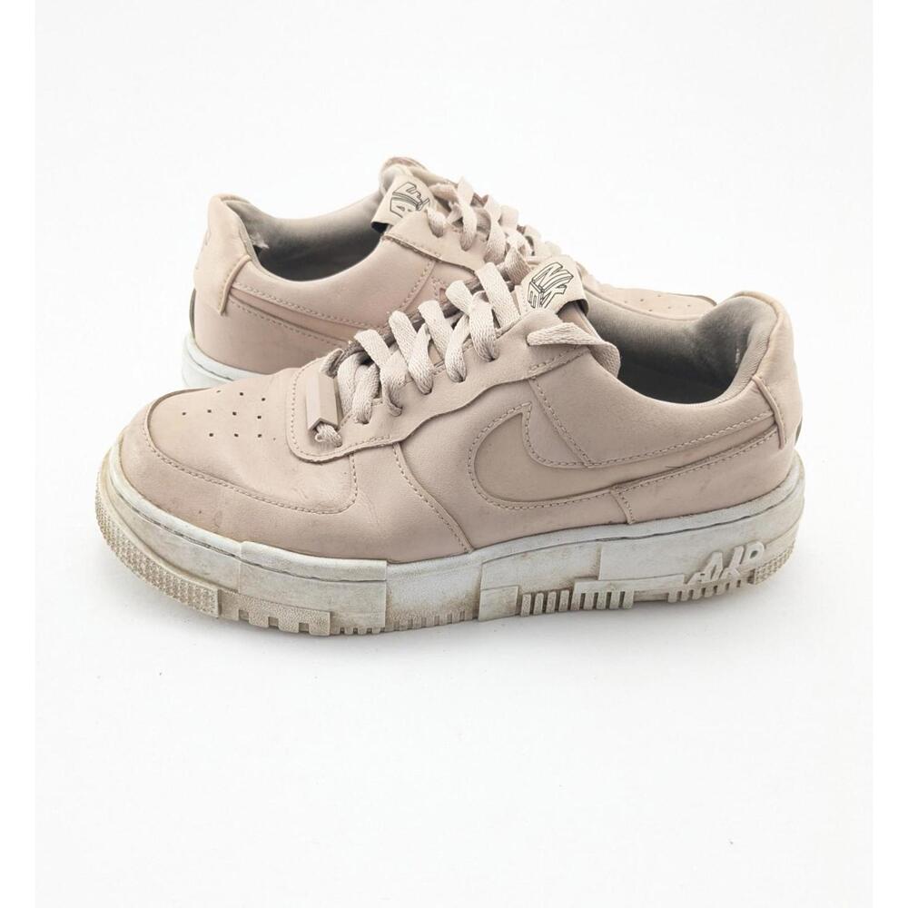 Womens Nike AF1 Pink Leather Low Top Athletic Basketball Shoes CK6649-200 Size 8